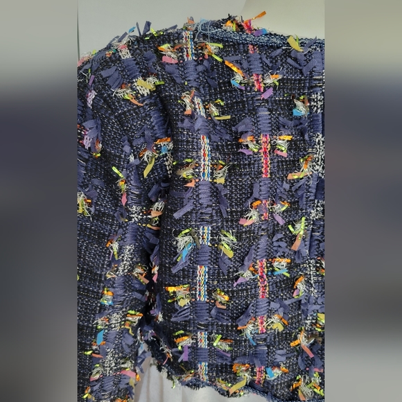 Gawqo Womans Sz. L Fringe Detail Cropped Jacket Lined Street Wear High Fashion - Picture 5 of 14